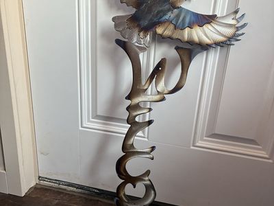 Handcrafted Metal Eagle Welcome Sign & In God We Trust Flag Wall Art Decor