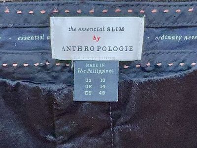 Anthropologie The Essential Slim Black Velvet Pants Size 10 Corduroy Cropped Trousers