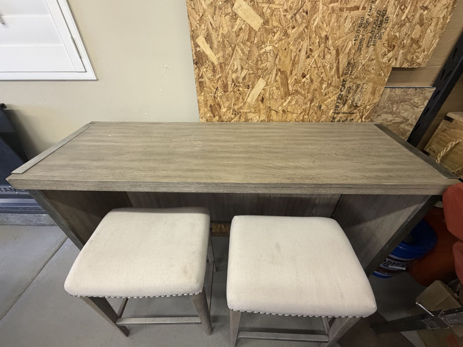 Bar Set with Two Upholstered Bar Stools