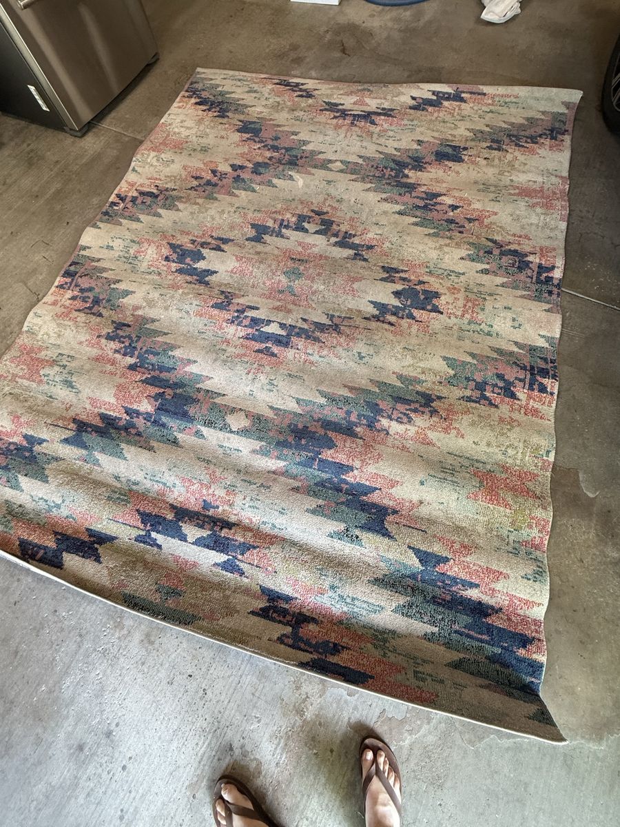 Boho Southwestern Style Area Rug with Geometric Pattern