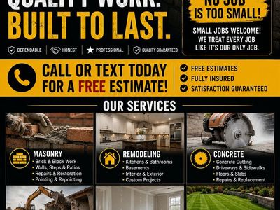 Dusty Craft Construction | Masonry, Concrete Cutting, Remodels & AI Lawn Services