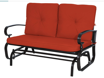 New Outdoor Glider Rocking Chair Patio Glider Bench for 2 Person, Porch Loveseat Seating Patio Steel Frame Chair Set