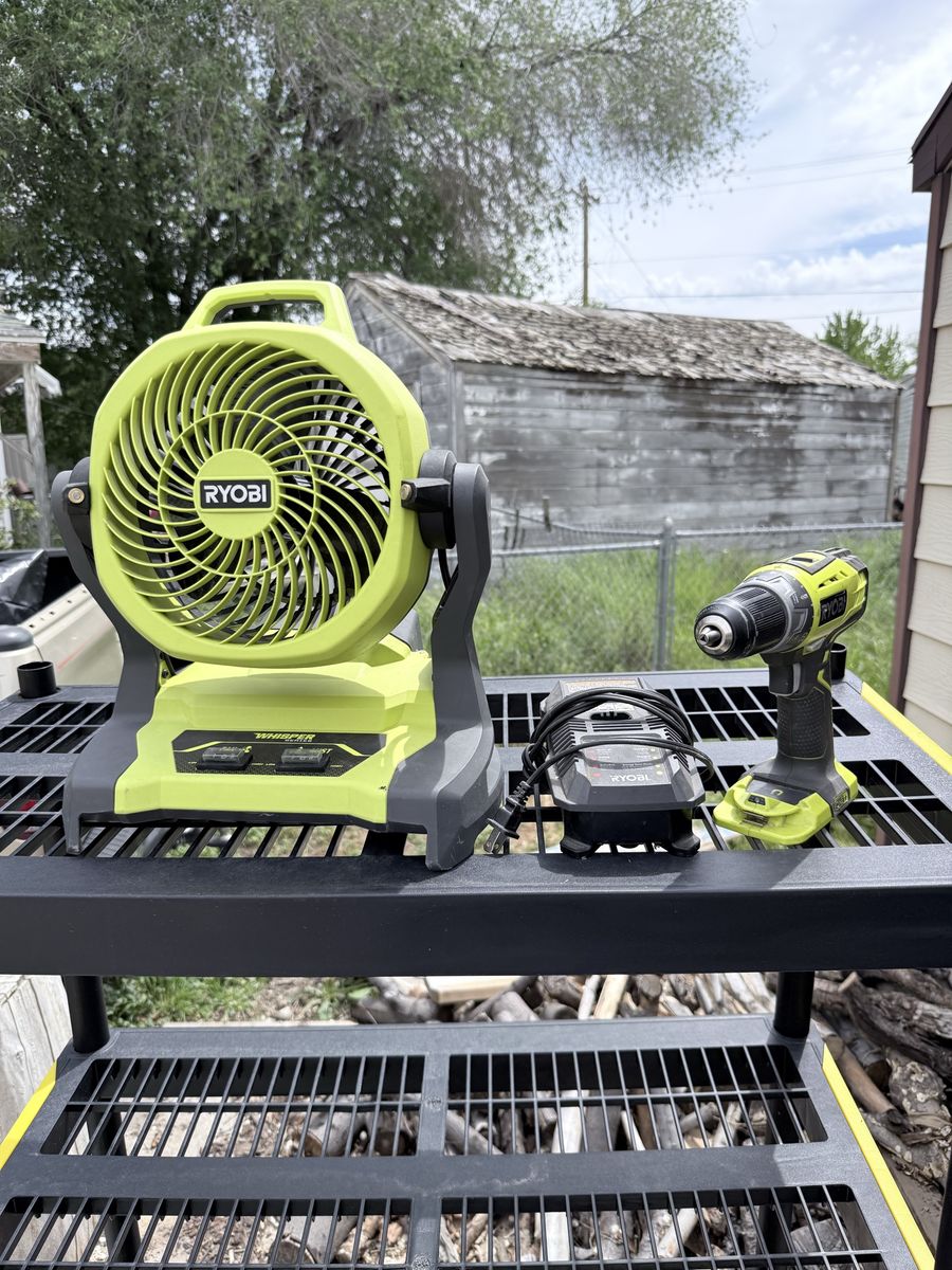 Ryobi Fan, Drill, Charger