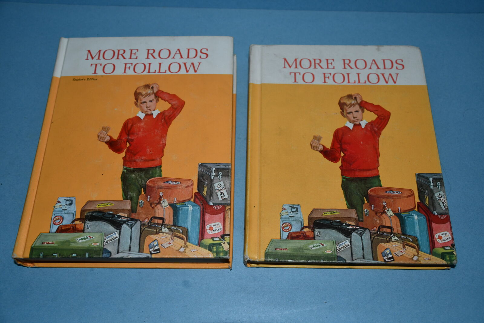 2 VINTAGE 1964 BOOKS ~ CLASSROOM READERS ~ "MORE ROADS TO FOLLOW" ~ TEACHERS EDITION & STUDEN EDITION