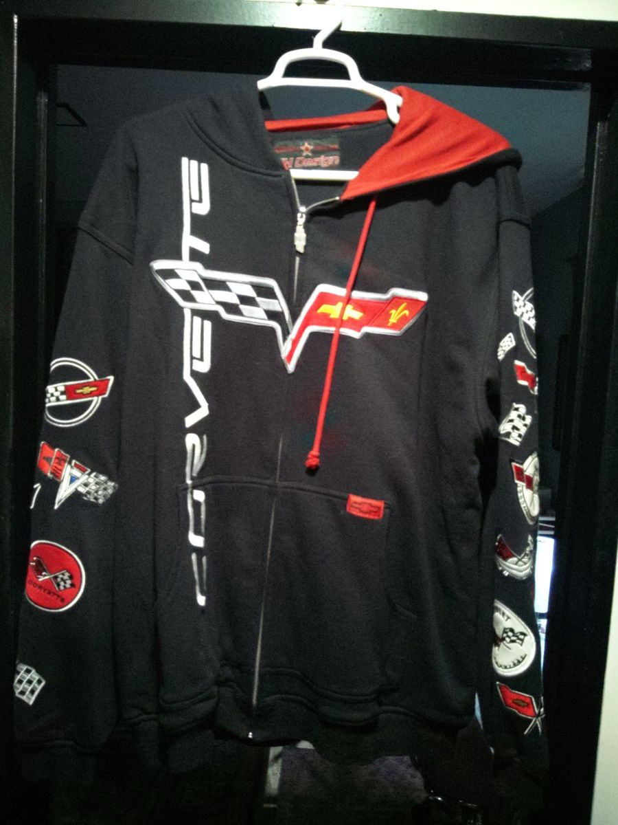 Chevrolet Corvette Racing Embroidered Full Zip Hoodie Black 3XL