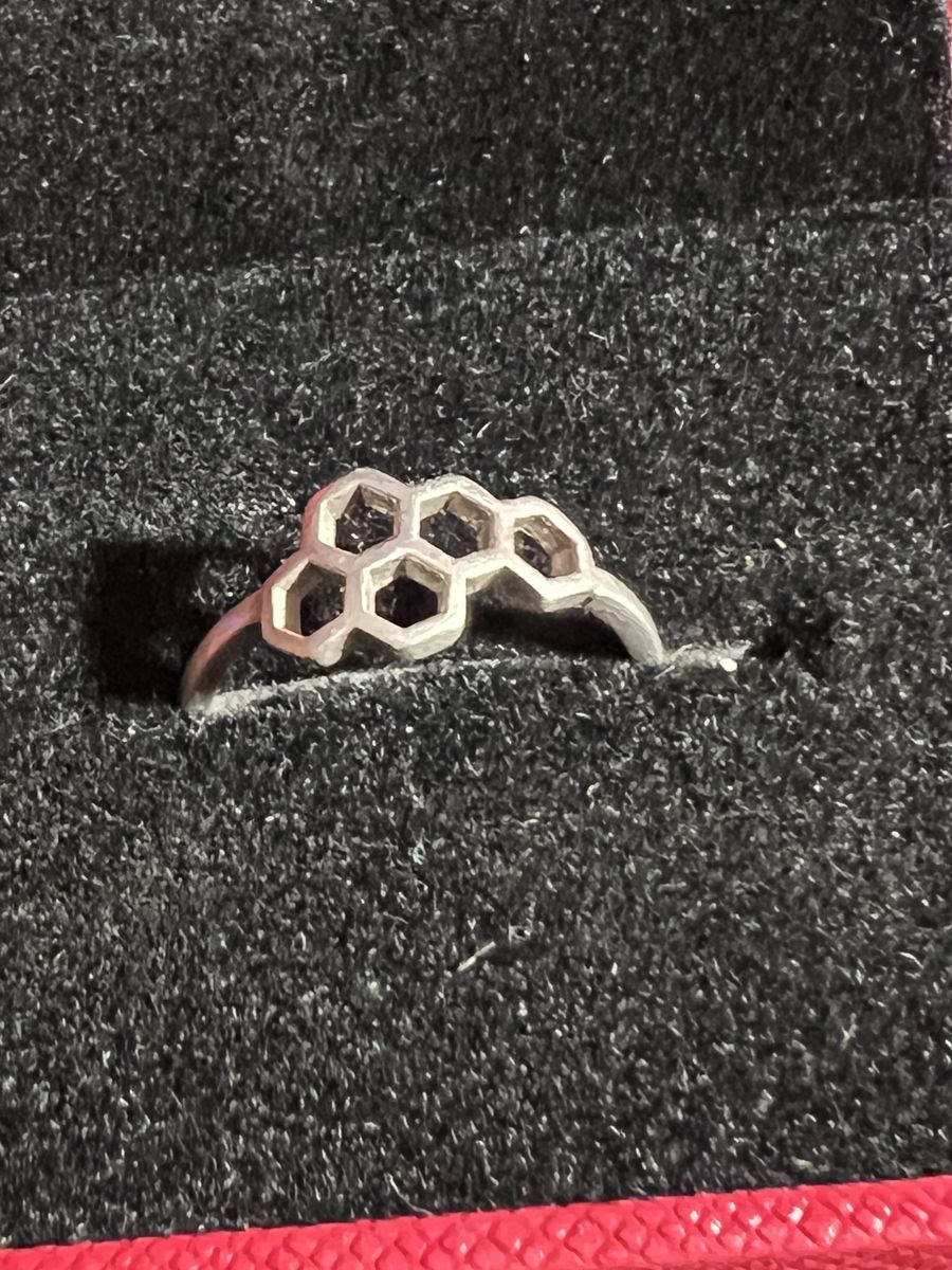 Sterling Silver Honeycomb Ring, Hexagon Design Size 7