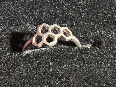 Sterling Silver Honeycomb Ring, Hexagon Design Size 7