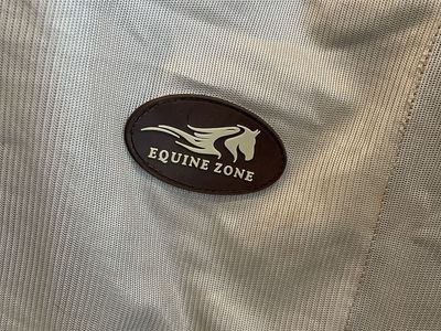 75” Equine Zone Mesh Fly Sheet Combo Light Grey with Blue Trim