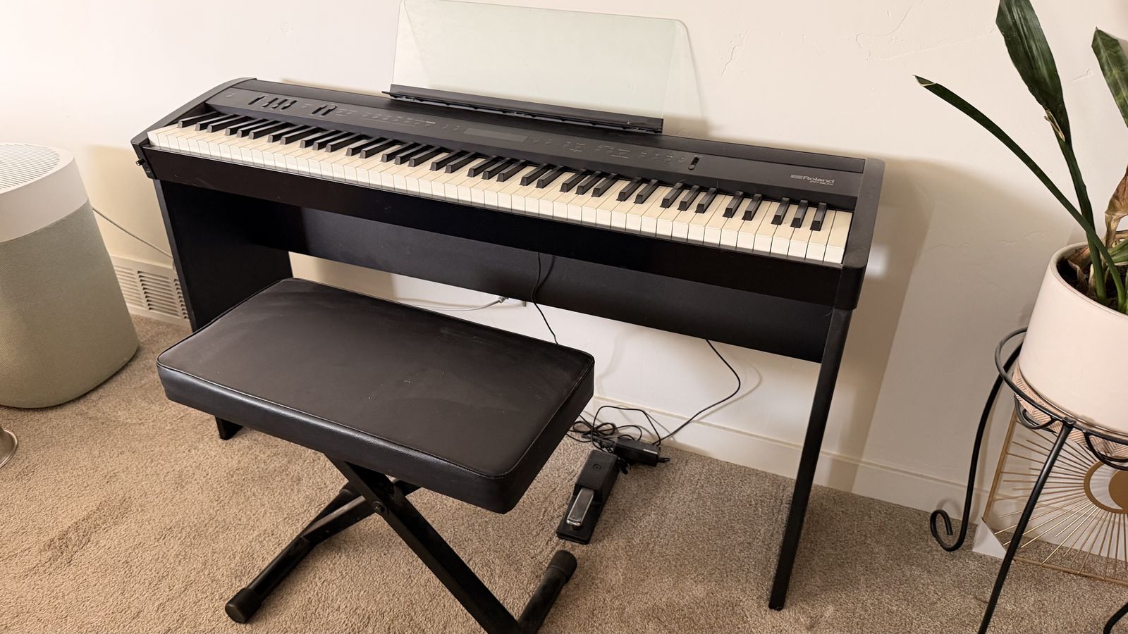 Roland FP-60X 88-Key Weighted Digital Piano — Barely Used Home Setup