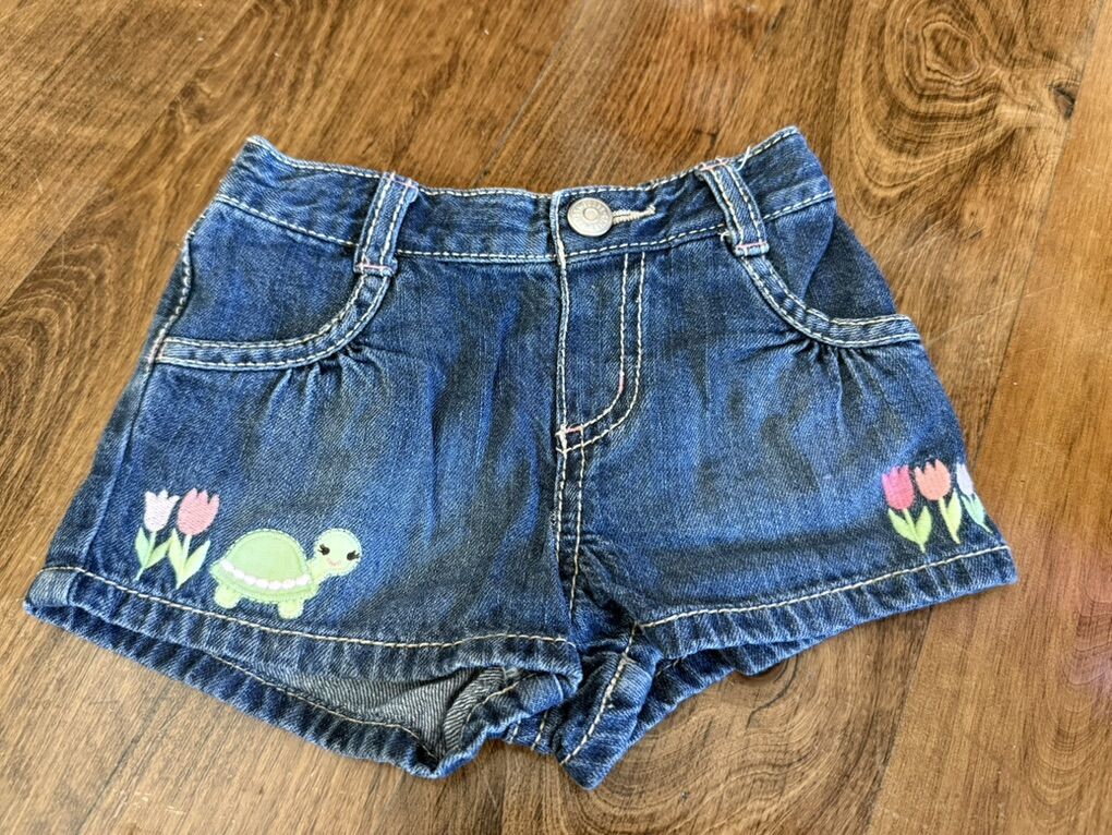 Gymboree Shorts 6-12 Months Embroidered Tulips