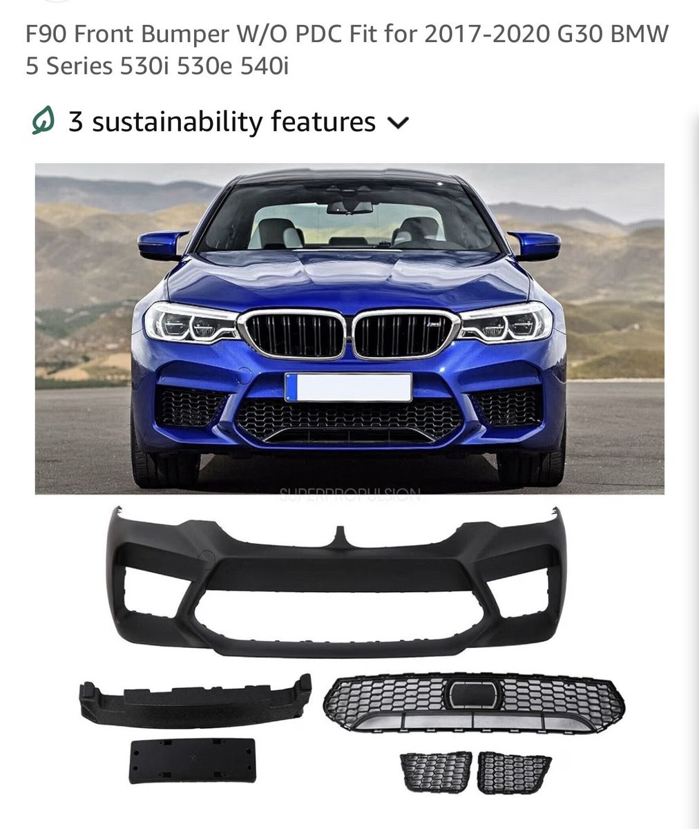F90 Front Bumper Conversion Kit for 2017-2020 BMW G30 5 Series 530i 530e 540i W/O PDC