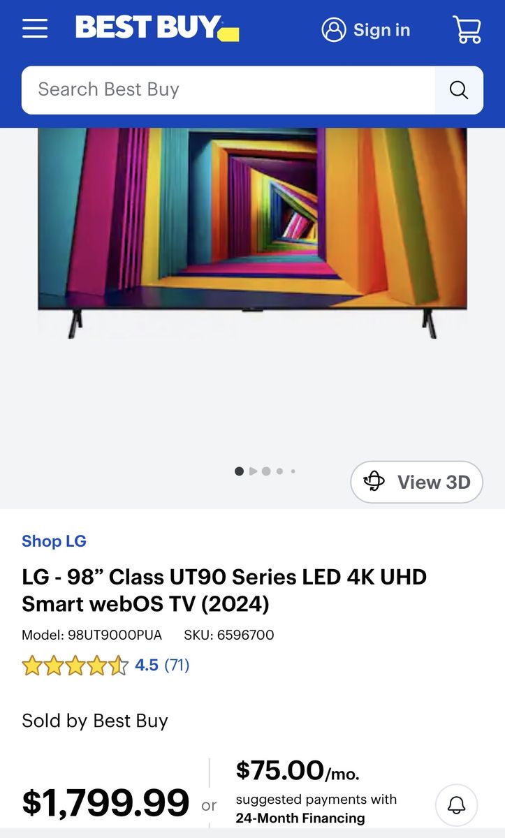 LG 98" Class UT90 Series LED 4K UHD Smart webOS TV (2024 Model 98UT9000PUA)