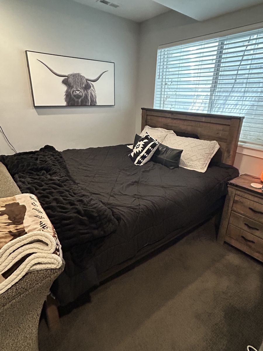 Queen bed frame with headboard and footboard