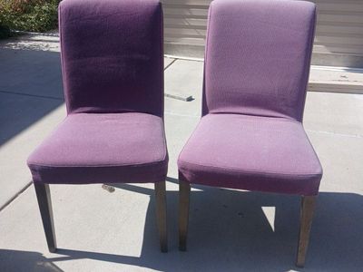 Pair of Purple Upholstered patio / Deck Chairs - Modern Design, Excellent Condition