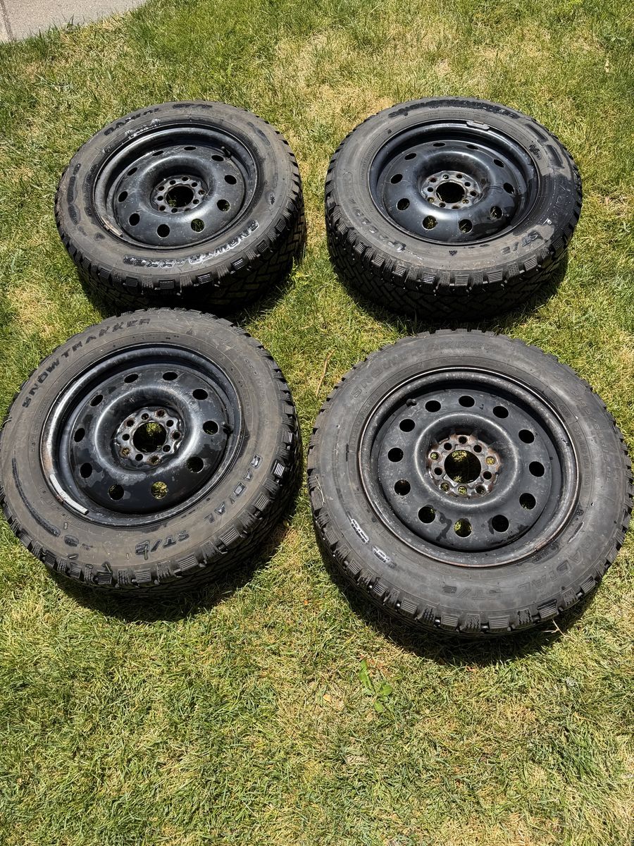 195-65-15 Snowtracker Winter Tires on Black Steel Rims - Set of 4