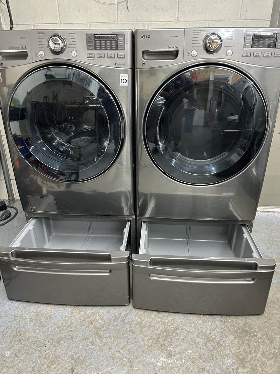 Lg stainless washer and dryer with pedestals