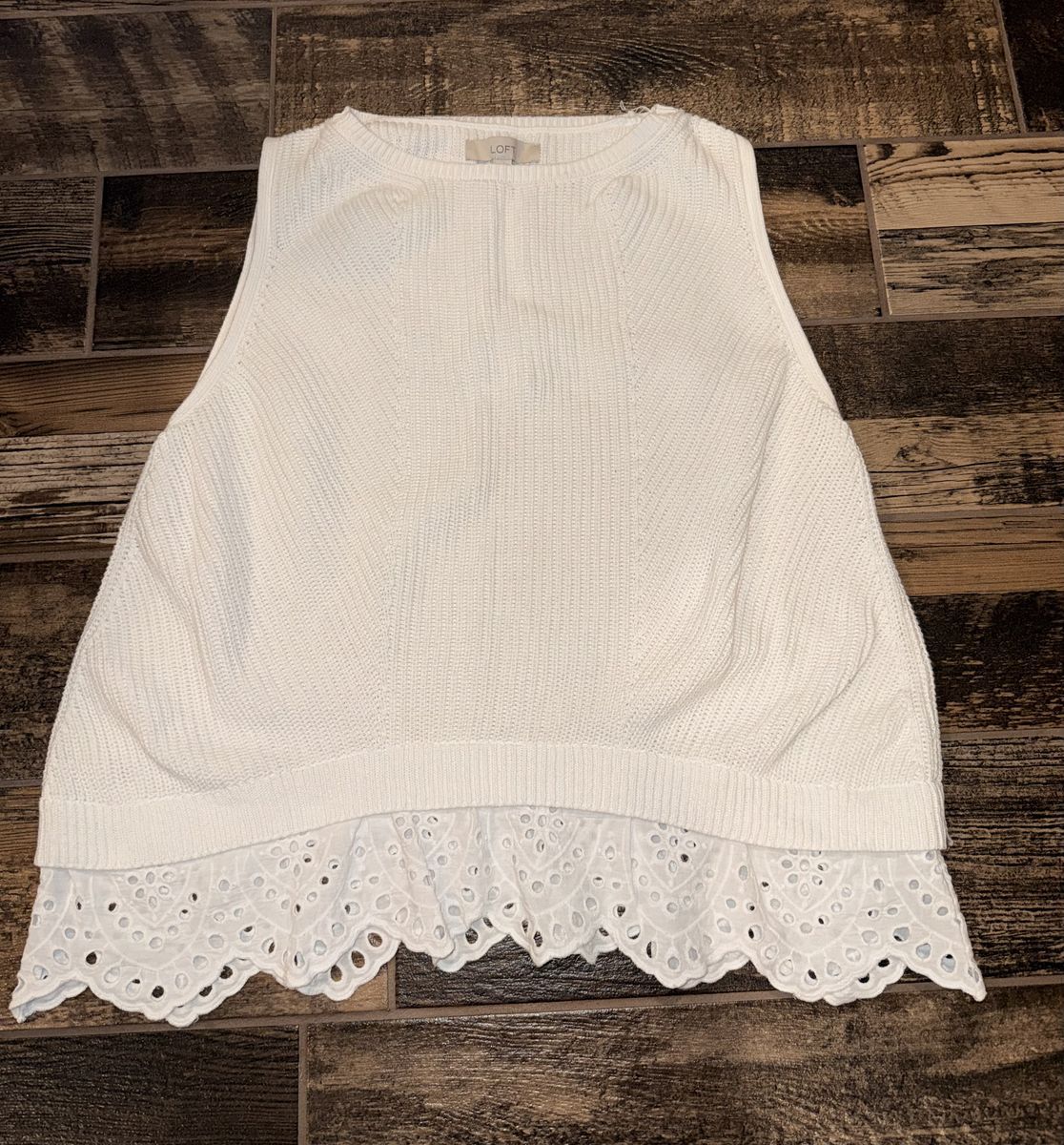 Loft Women’s Size XL White Knit Sweater Vest