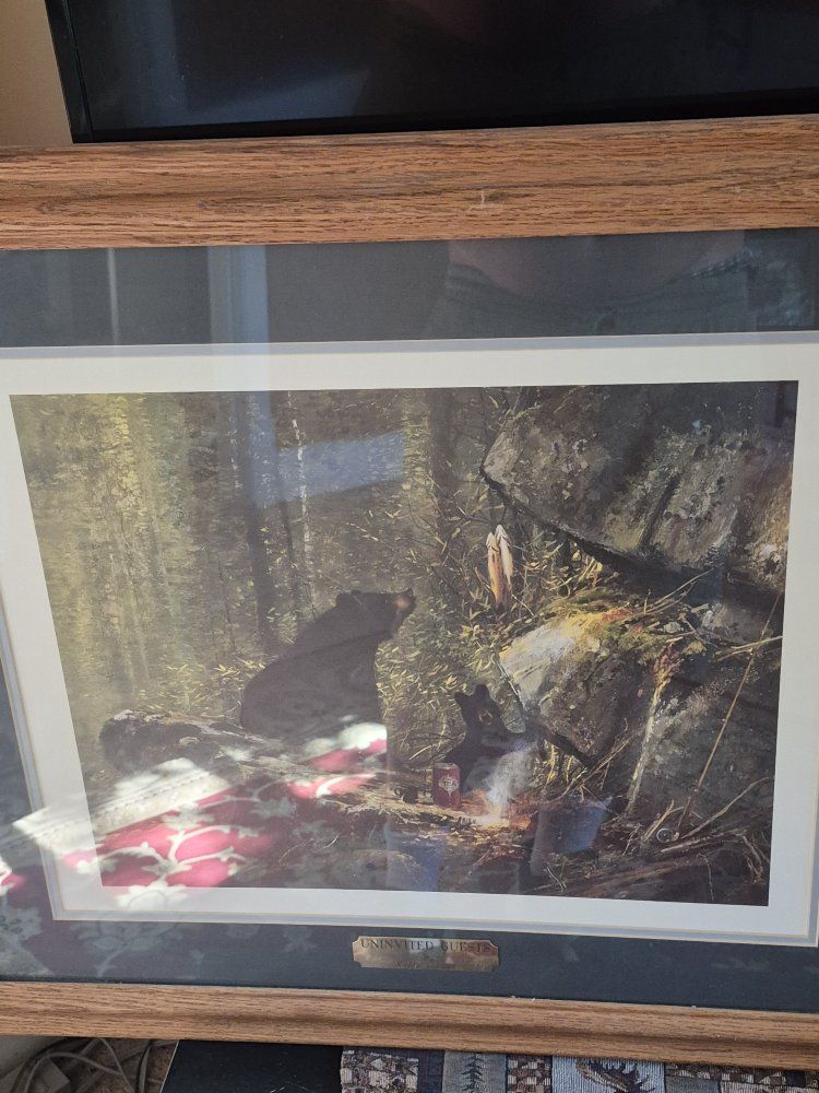 Framed Art Print "Uninvited Guests" - Rustic Cabin Decor