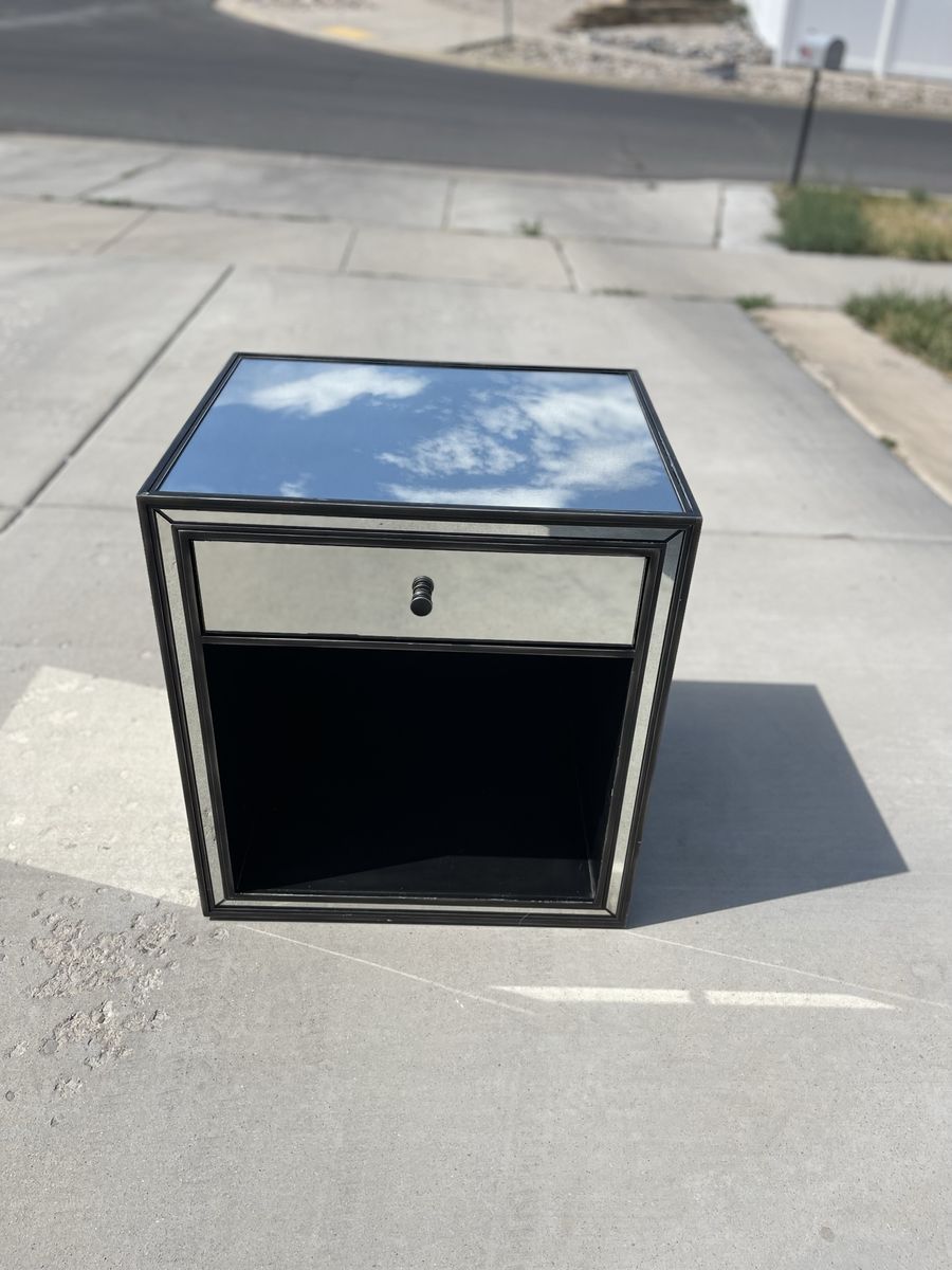 Restoration Hardware mirrored open nightstand
