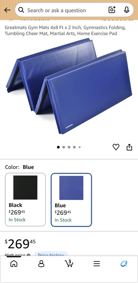 Greatmats 4x8 Ft x 2 Inch Folding Gym Mat - Blue, Gymnastics, Tumbling, Martial Arts, Home Exercise