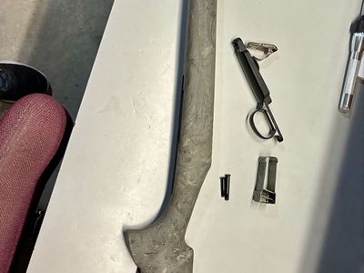 Custom Rifle Stock & Bottom Metal Set - Gray Swirl Pattern, Used,