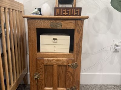 VINTAGE White Clad Wooden Ice Box Single Door Nightstands