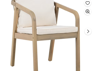 New - Set of 2 - Outdoor Armchairs with Woven Rope Backrest - Light Teak