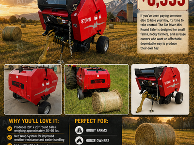 NEW TAR RIVER MINI ROUND BALER — NET WRAP — $8,999!