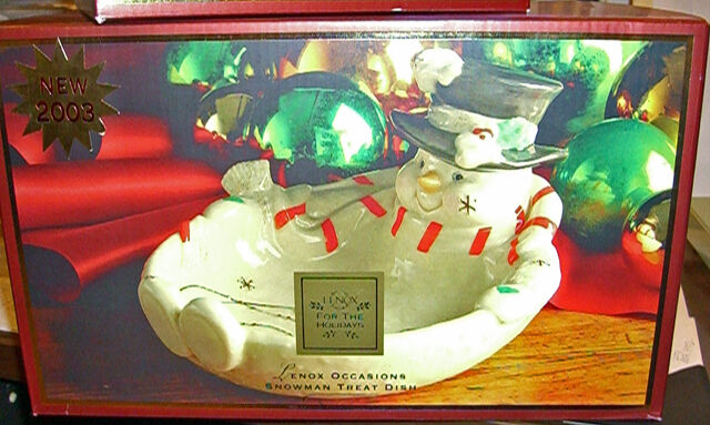 Lenox Christmas Holiday Snowman Treat Dish Bowl