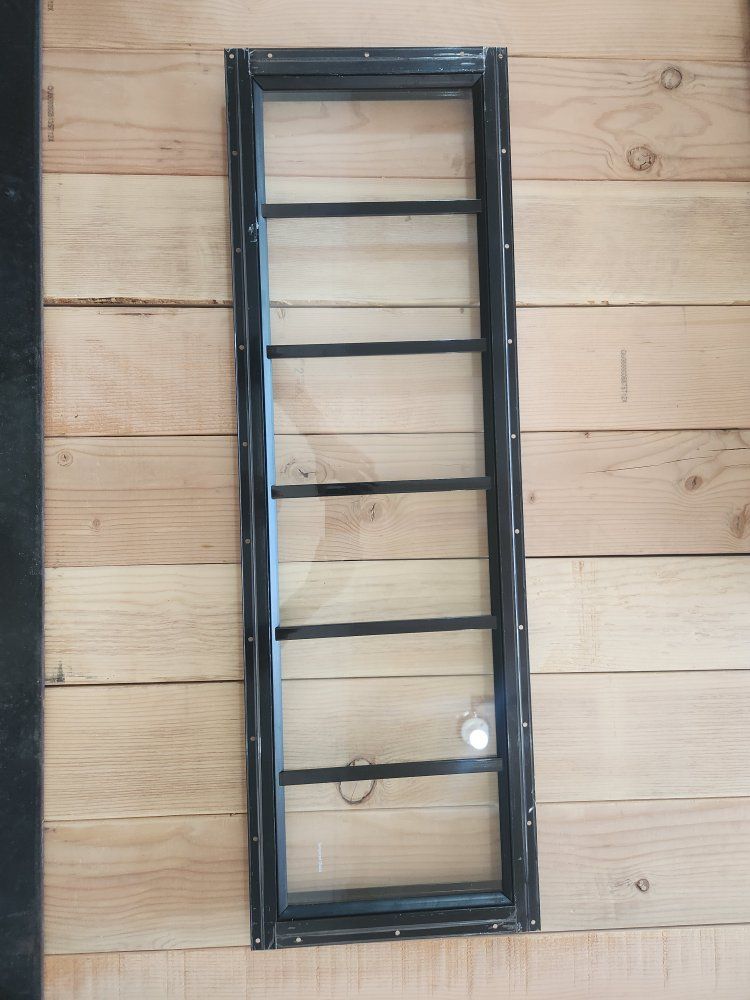 Black Metal Frame Shed window with Screws 10 in x 35 in