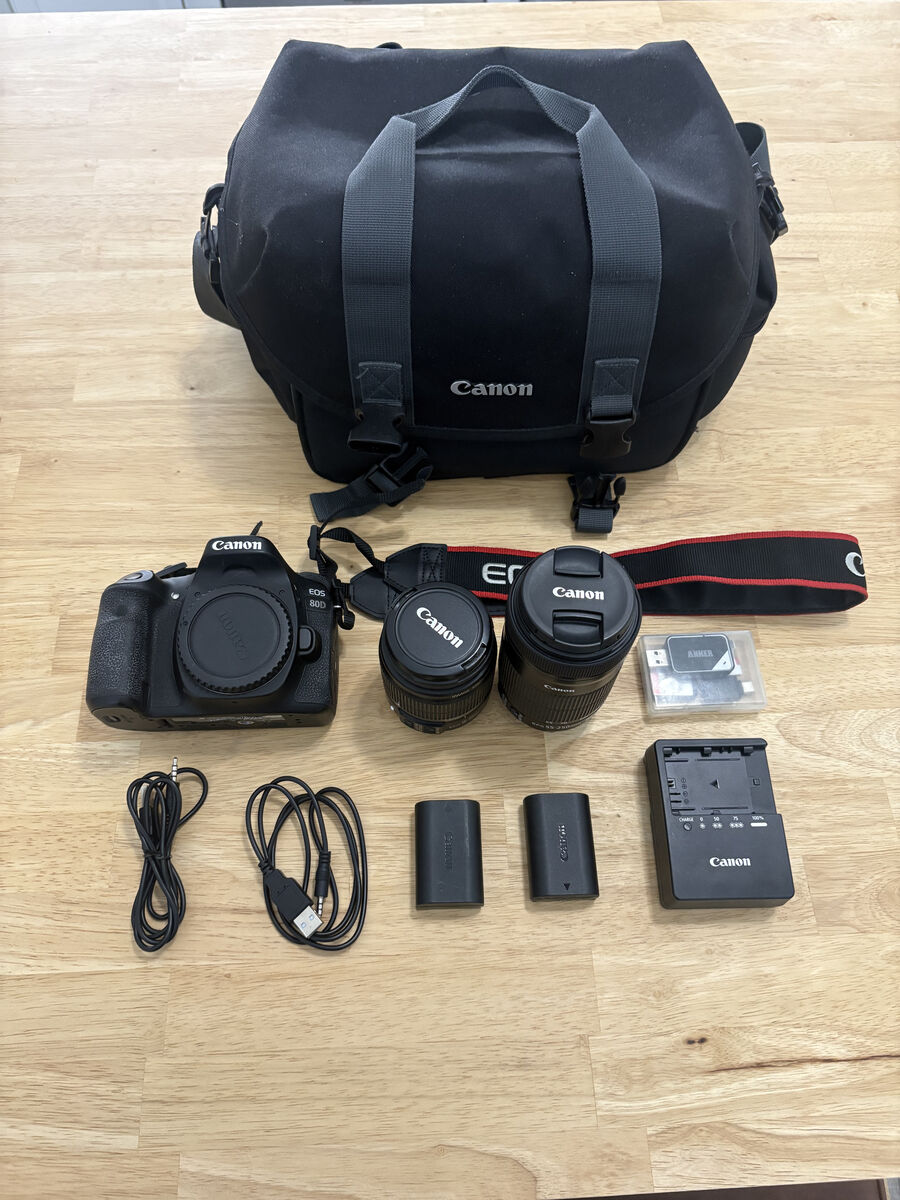 Canon EOS 80D Camera Kit Black with EFS 18-55mm and 55-250mm Lenses