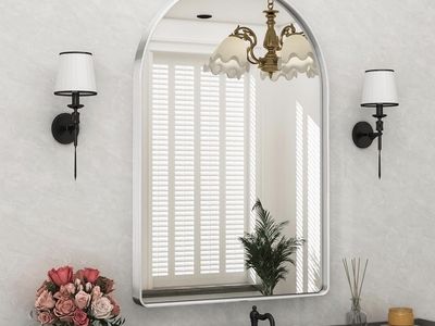Arched Wall Mirror - 24x36 Inch Aluminum Frame, Shatter-Proof HD Glass for Bathroom/Vanity