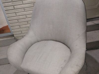 Mid-Century Modern Light Gray Upholstered Swivel Accent Chair