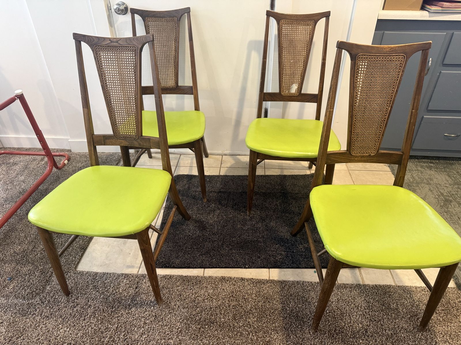 Vintage Holman Manufacturing Co. Mid-Century Modern Cane Back Dining Chairs (Set of 4)