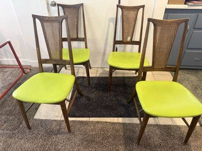 Vintage Holman Manufacturing Co. Mid-Century Modern Cane Back Dining Chairs (Set of 4)