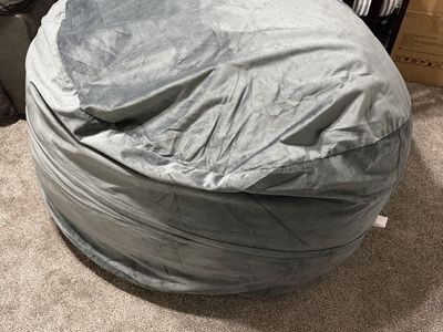Large Gray Velvet Beanbag Chair