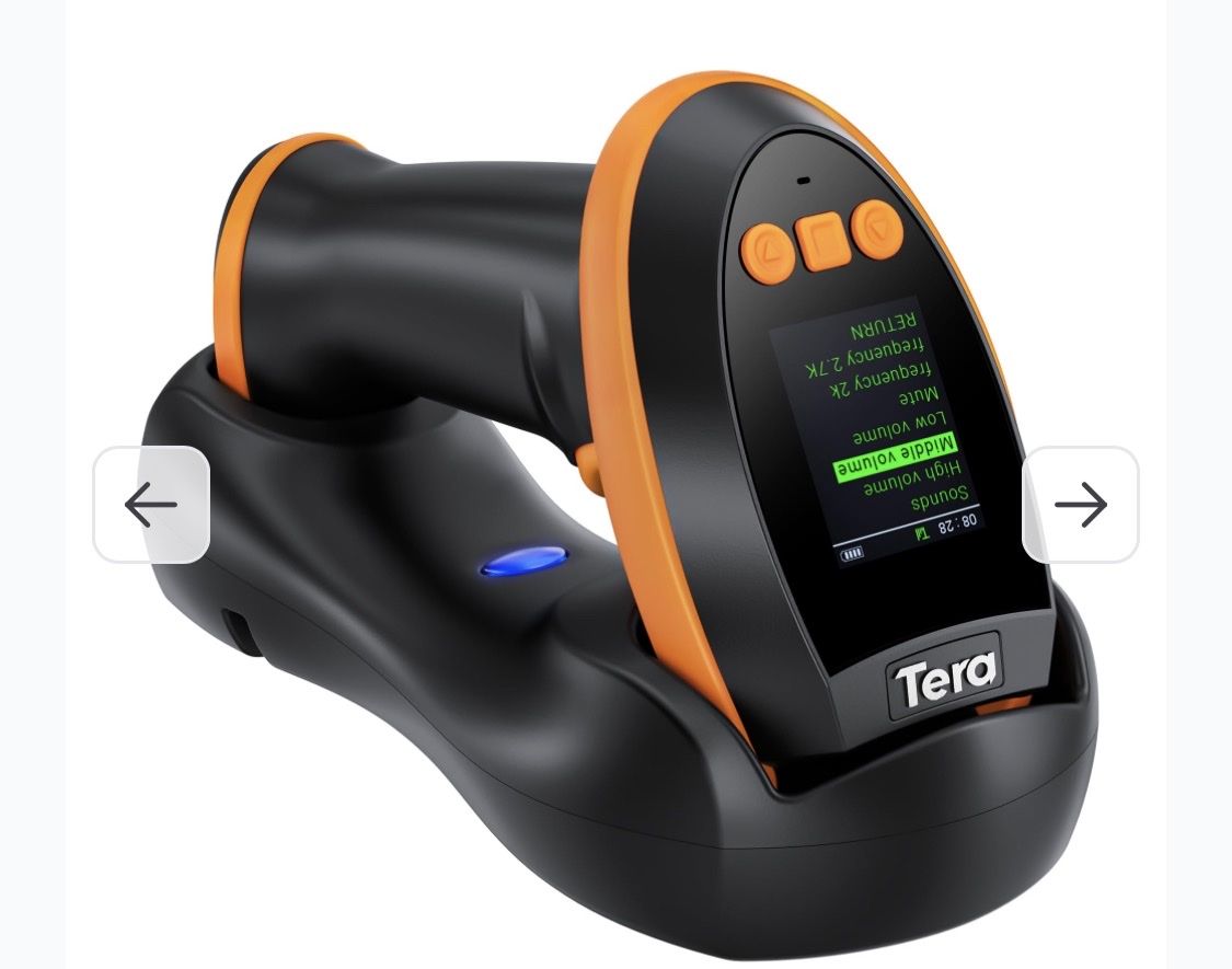 Wireless Barcode Scanner with Charging Base and Screen
