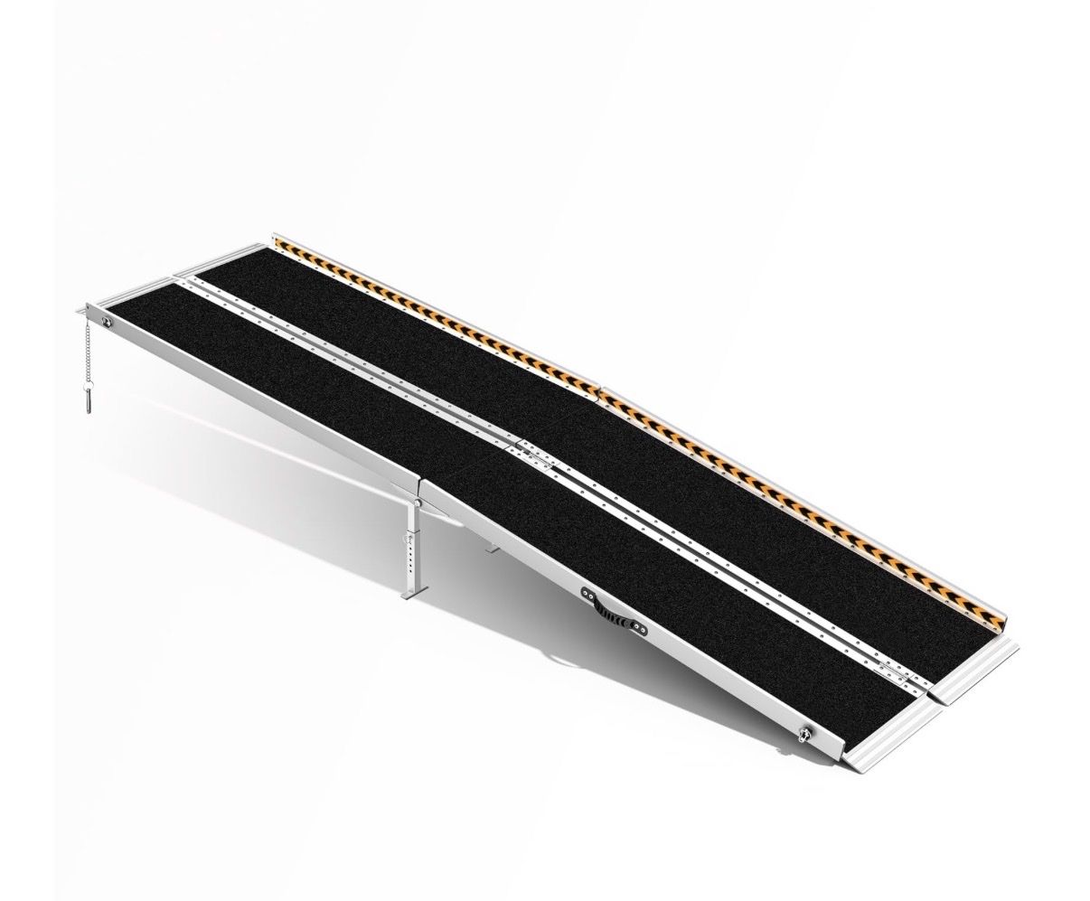8 Feet Wheelchair Ramp, Non-Slip Aluminum Folded Ramp