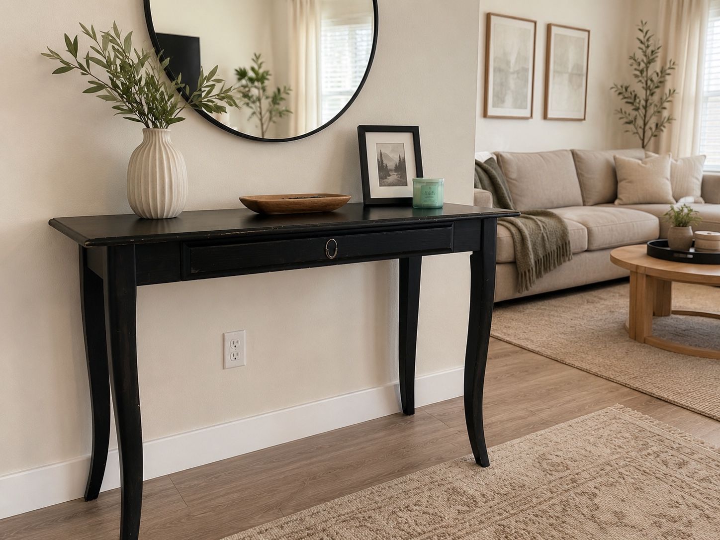 Modern Black Console Table / Desk – Vintage Style