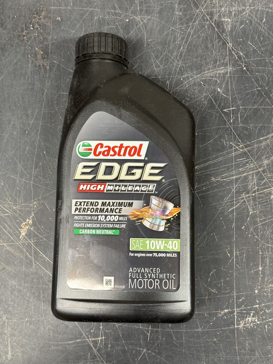 Castrol synthetic motor oil 10 W 40, 1quart size.