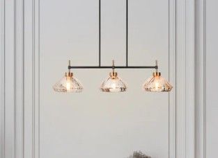 New - Anila 3-Light 37.5" Black & Brass Modern Linear Kitchen Light