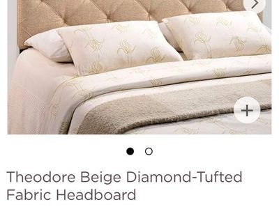 Theodore Full Beige Diamond-Tufted Fabric Headboard - Contemporary Style #1Y427