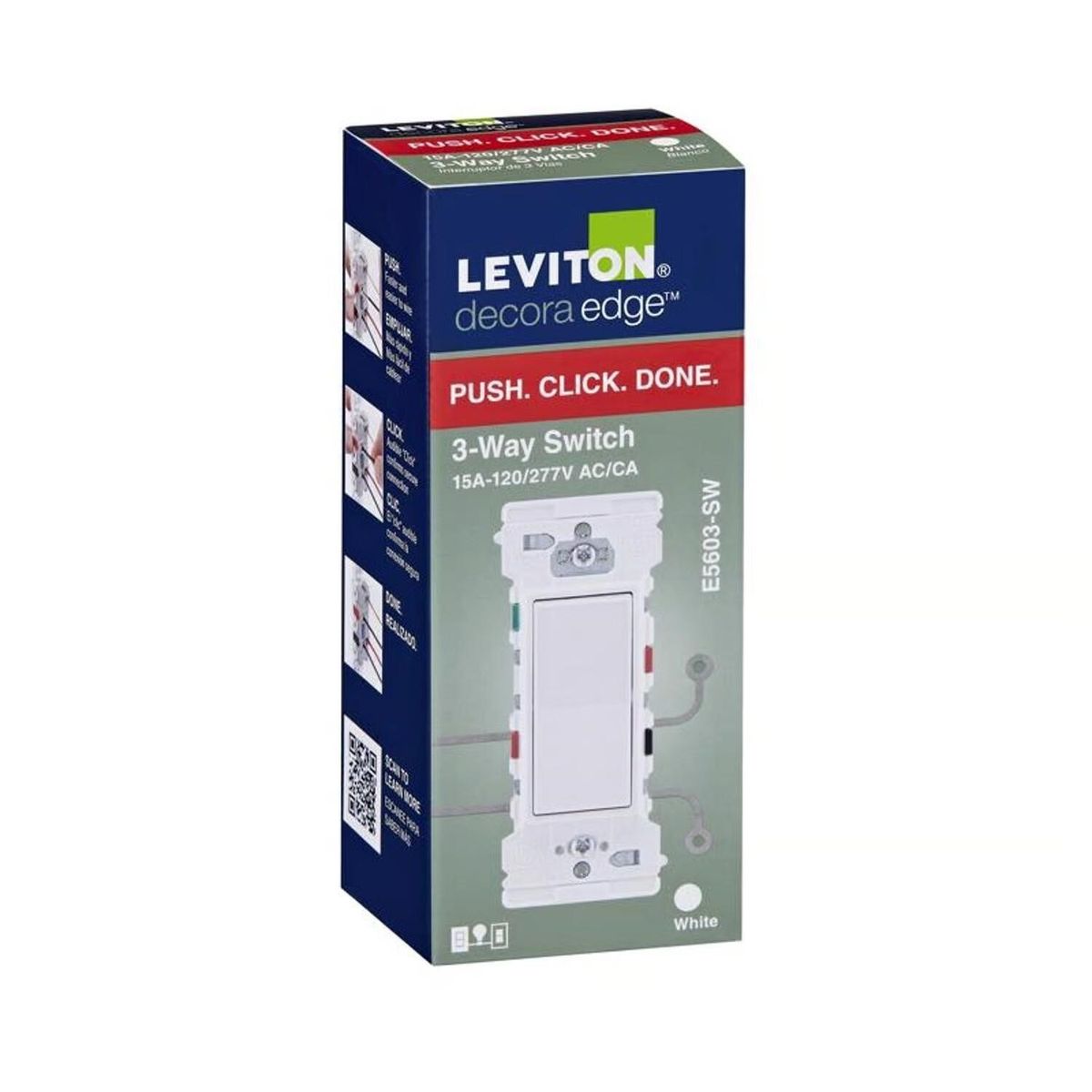Leviton Lever Edge 15 Amp 3-Way Rocker Switch, E5603-SW, White