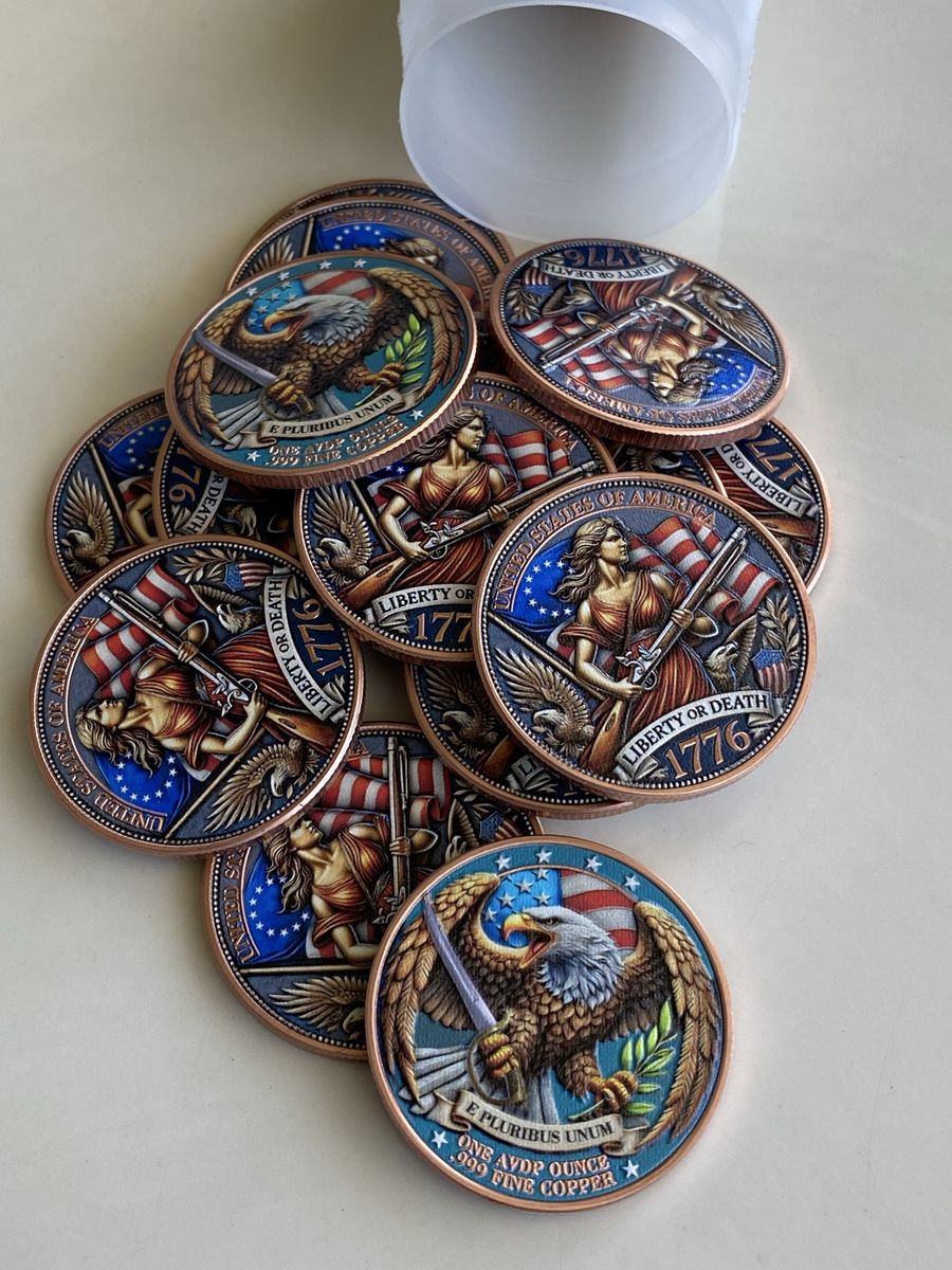 1 oz .999 Fine Copper Liberty or Death 1776 Coins with E Pluribus Unum Eagle Design (Lot of 20
