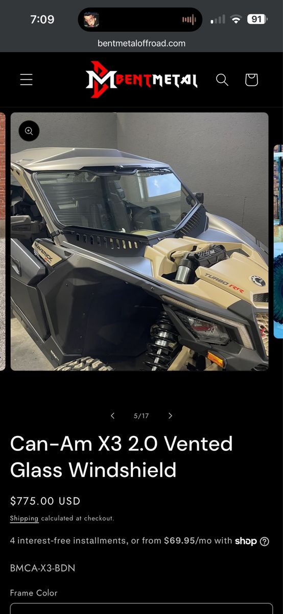 Can am x3 glass vented windshield and roof