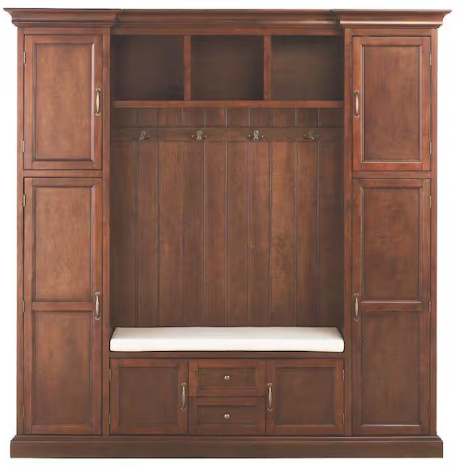 * NEW * Still in Box * Smokey Brown Hall Tree with Bench and Storage Cubbies