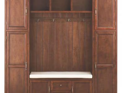 * NEW * Still in Box * Smokey Brown Hall Tree with Bench and Storage Cubbies