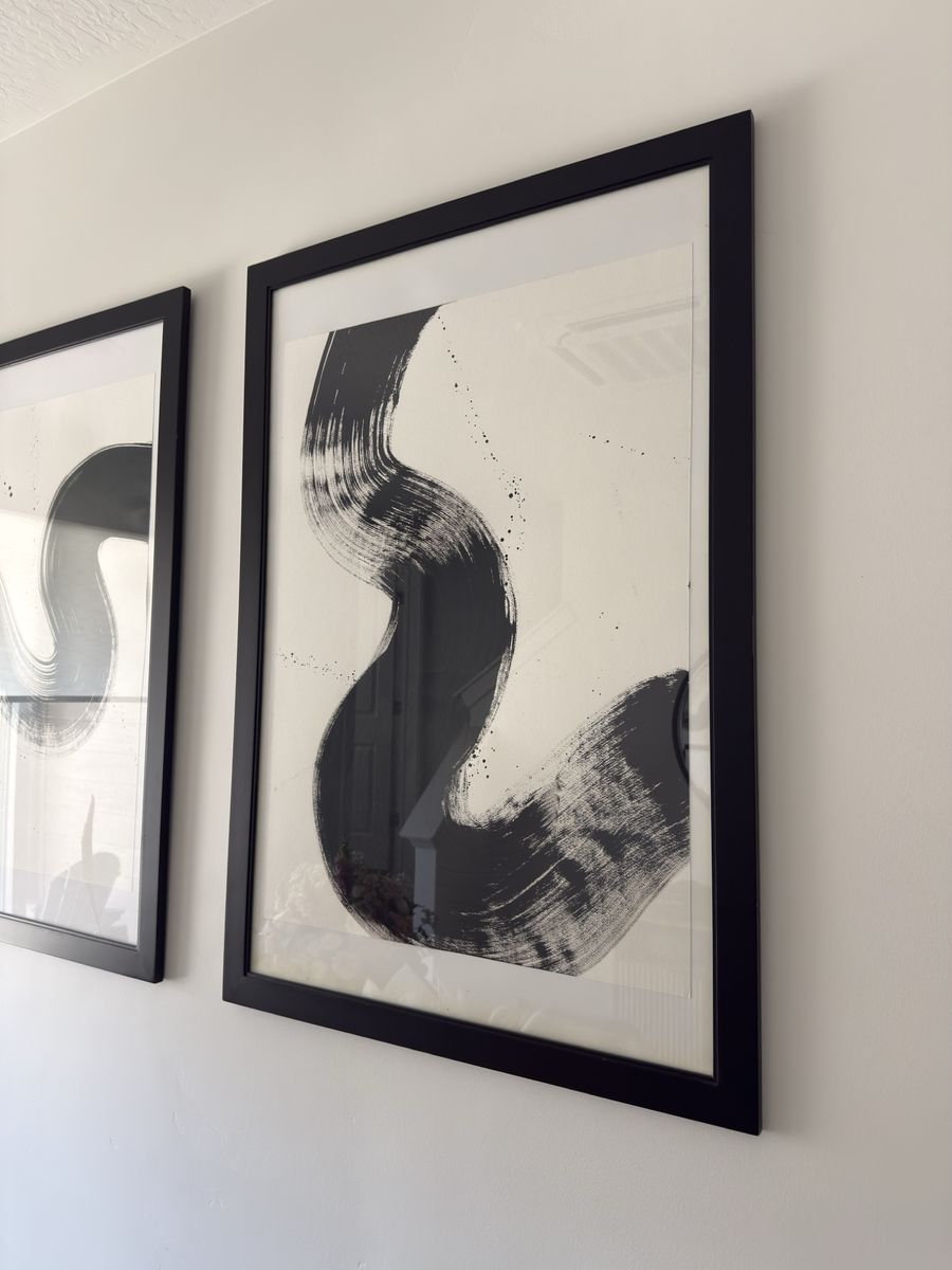 Modern Abstract Black & White Framed Art – Set of 8 (or Sold Individually)