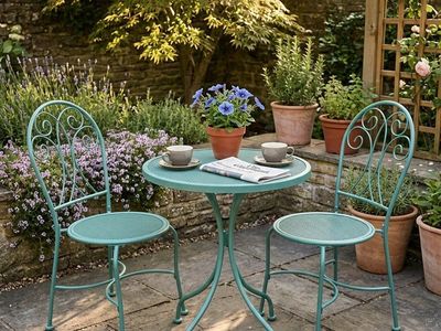 Charming Teal Metal Patio Set | Bistro