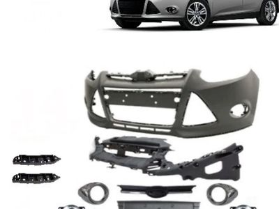 2012-2014 Ford Focus Front Bumper Cover Grille Fog Light Bezel Assembly Kit